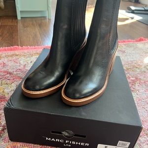 Marc Fisher Black Ankle Boots with Contrasting Sole